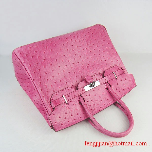 Hermes Birkin 35cm Ostrich Veins Handbag Light Peachblow 6089 Silver Hardware